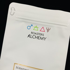 brugerdefineret trykt logo fladbundet lamineret aluminiumsfolie kaffepose med envejsventil