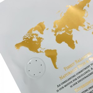 brugerdefineret trykt logo fladbundet lamineret aluminiumsfolie kaffepose med envejsventil