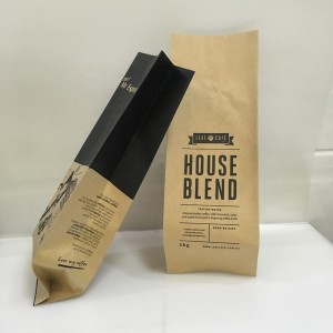 Brugerdefineret udskrivning Varmeforsegling Kraftpapir Kaffebønne Emballage af papirposer med ventil