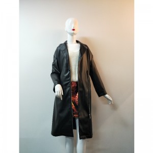 DAMES SVART LANGLING PU-JAKKE RLWPJ0021N