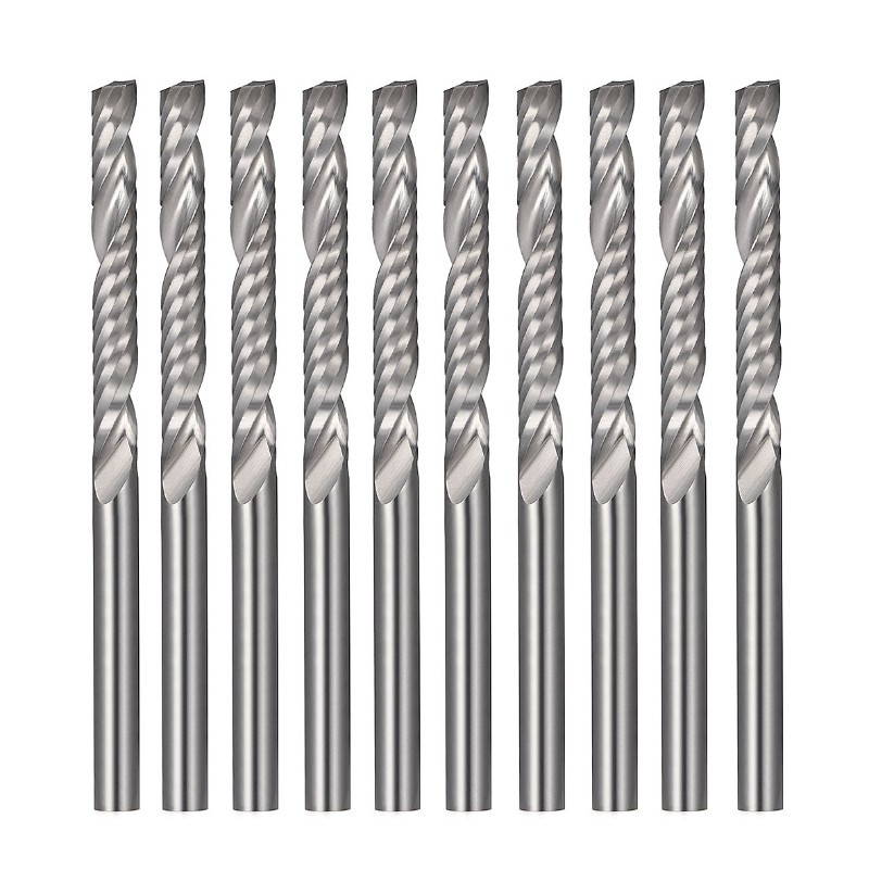 CNC routerbits, 1/8 ”enkelt fløjteendevalseskærer til træ, nylon, harpiks, ABS, akryl, PVC, MDF
