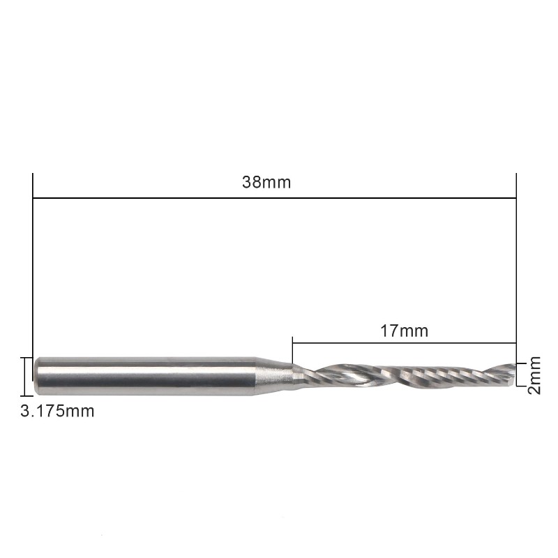 Enkelt fløjteendemølle, høj præcision aluminium skæring karbid router ende fræser 1/8 