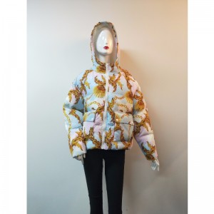 DAMES 'PRINTED PUFFER COAT RLWPC0005N