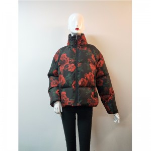DAMES FLOWER PRINT PUFFER COAT RLWPC0007