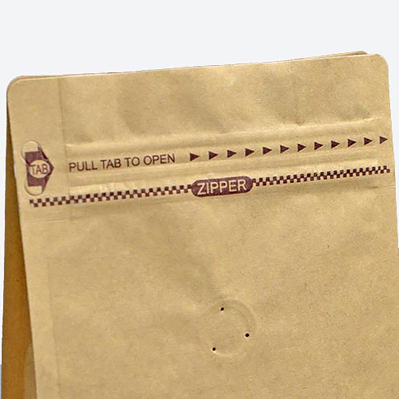 brugerdefineret firkantet flad blokbundsbund kraftpapir sideglas plastikpose med lynlås kasse form pose fladbund emballage taske