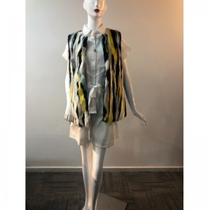 DAMES 'FARVEVERTIKALE STRIPE FUR GILET RLWF0011
