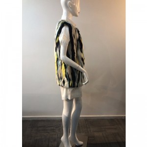 DAMES 'FARVEVERTIKALE STRIPE FUR GILET RLWF0011