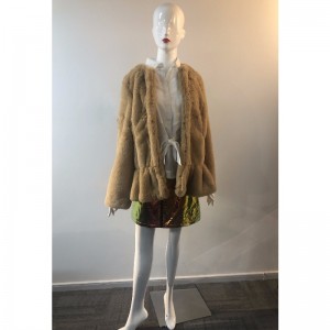 DAMES BRUN COLLARLESS FUR COAT RLWF0015