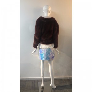 DAMES FAUX FUR JAKKE I BROWN RLWF0027