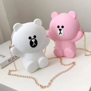 Silikone tegneserie taske pige taske sød silikone mobiltelefon taske bære personlighedskæde enkelt skulder skråt rygsæk