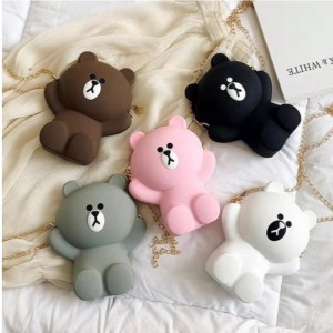 Silikone tegneserie taske pige taske sød silikone mobiltelefon taske bære personlighedskæde enkelt skulder skråt rygsæk