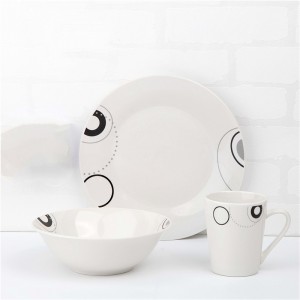 keramisk bordservice-12-stk porcelæn middagssæt med afskåret mærkat