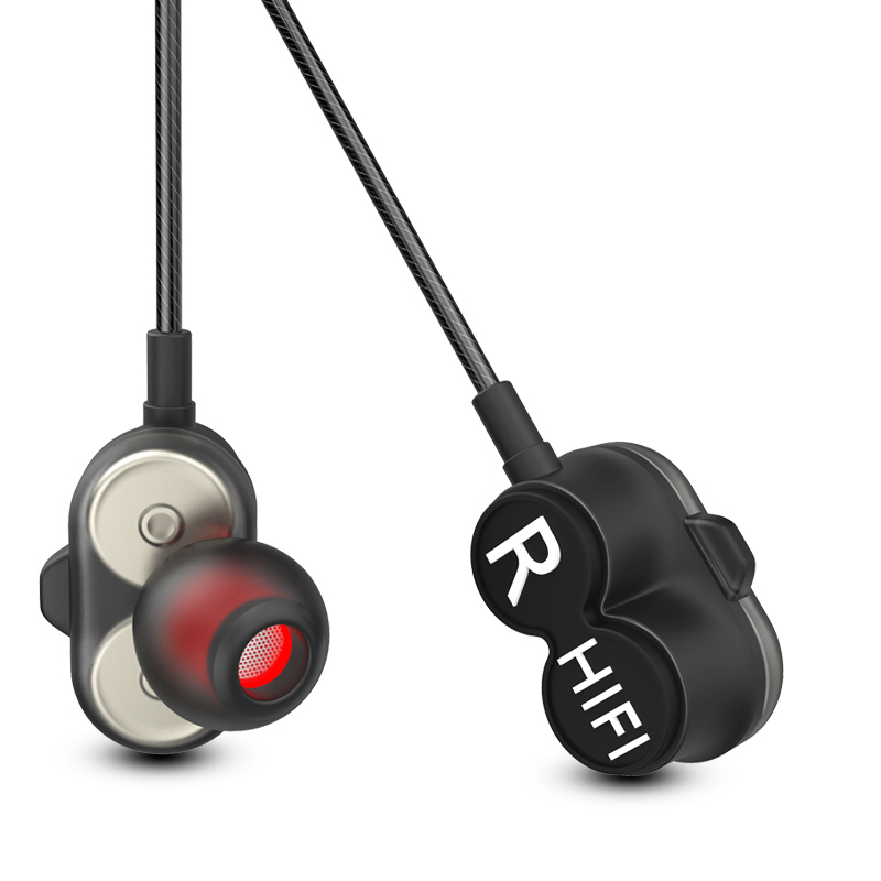 Dobbelt højttaler HiFi Stereo in-ear kablet hovedtelefon