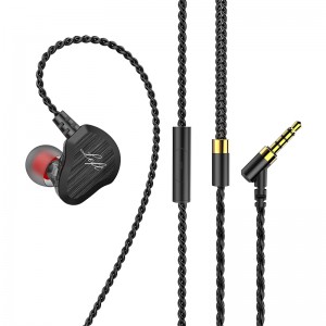 Ny dobbeltdriverfrekvensafdeling Højttaler Stereolydkvalitet HiFi Earhook Wired Earphone