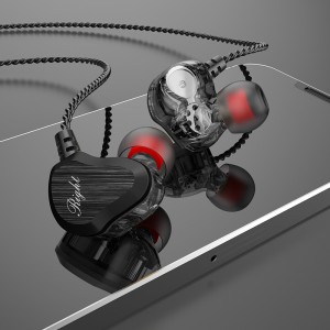 Ny dobbeltdriverfrekvensafdeling Højttaler Stereolydkvalitet HiFi Earhook Wired Earphone