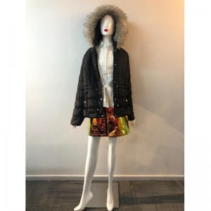 DAMES BLACK HOODED COAT RLWPC0060