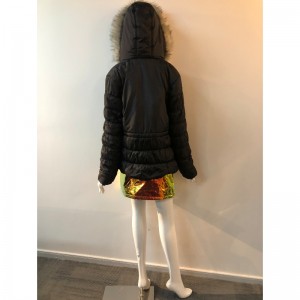 DAMES BLACK HOODED COAT RLWPC0060