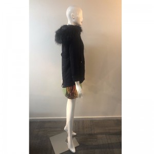 DAMES 'HOODED coat' i sort RLWPC0064