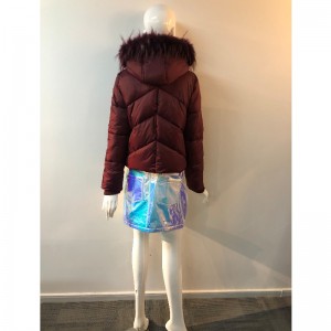 DAMES BURGUNDY HOODED COAT RLWPC0066