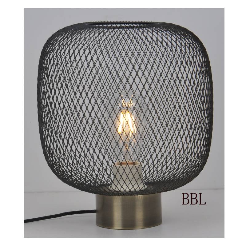 Bordlampe med mesh skygge og mat sort