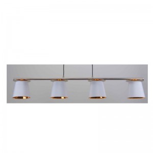 pendellampe med stofskygge, hvid skygge inde i guld