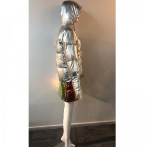 DAMES SILVER METALLIC PUFFER COAT RLWPC0049