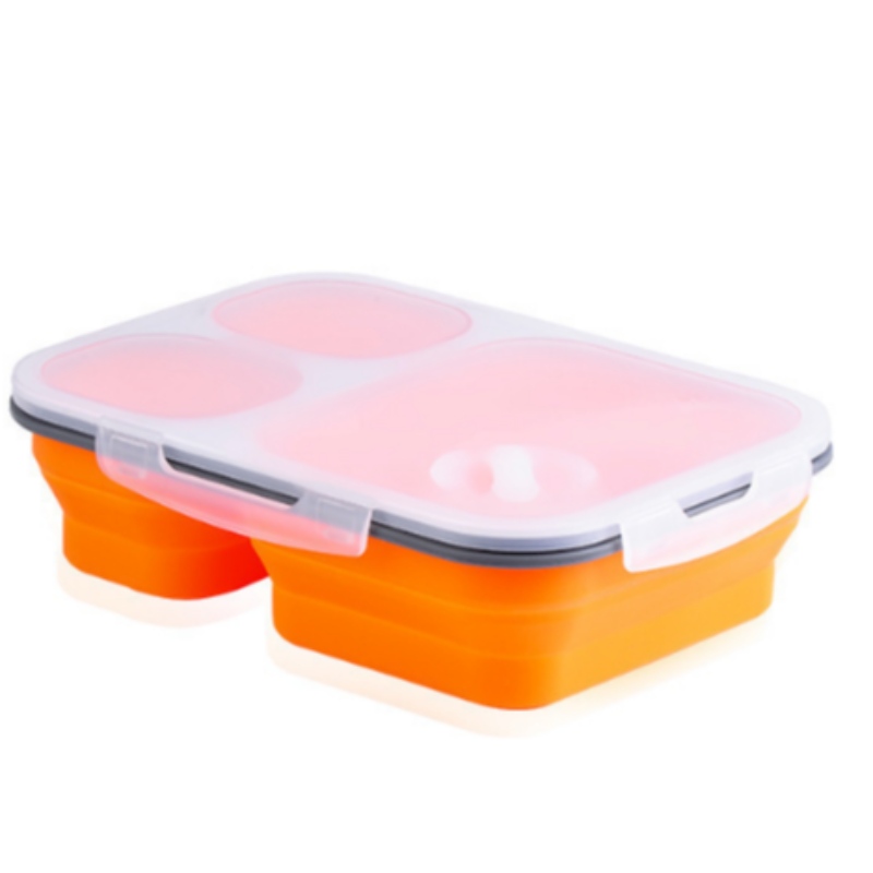 Silikone frokostboks dobbeltlag frokostboks silikone frisk kasse børns frokostboks sammenfoldelig skål