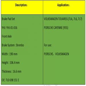 Bremseklodser (OE: 7L0698151E)