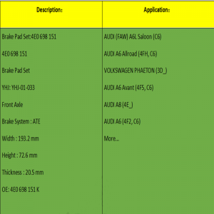 Bremseklodser (OE: 4E0698151K)
