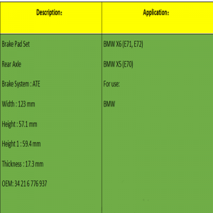 Bremseklodser (OE: 34 21 6 776 937)