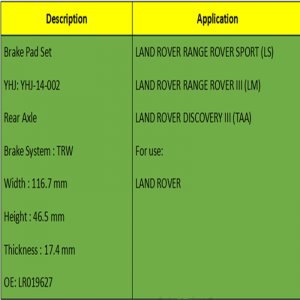 Bremseklodser (OE: LR019627)