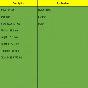 Bremseklodser (OE: 34 21 6 775 346)