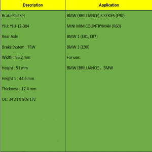 Bremseklodser (OE: 3421 9808172)