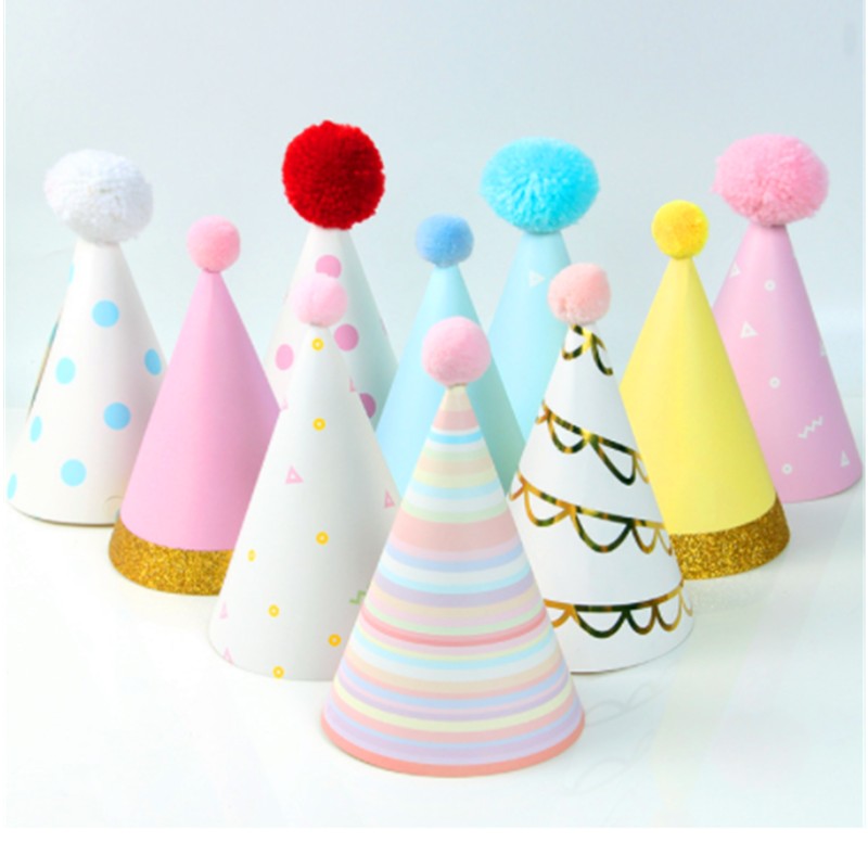 Tillykke med nytår, Foil Fringed Cone Hats Papir med Glitter