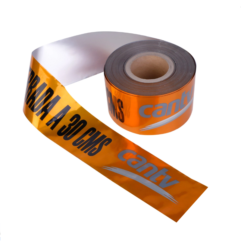 Advarselstape for kabel- understøtning detekterbar aluminium folie PE advarsel