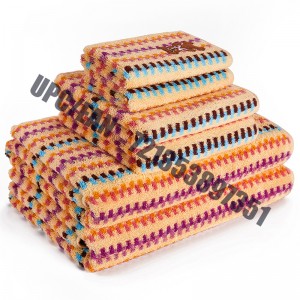 JMD TEKSTIL Hurtigtørret 100% bomuld, Little Bear Cartoon Broderi, flerfarvet farvet jacquard badeværelse med håndklædesæt, 6-peice sæt (orange)