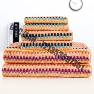 JMD TEKSTIL Hurtigtørret 100% bomuld, Little Bear Cartoon Broderi, flerfarvet farvet jacquard badeværelse med håndklædesæt, 6-peice sæt (orange)