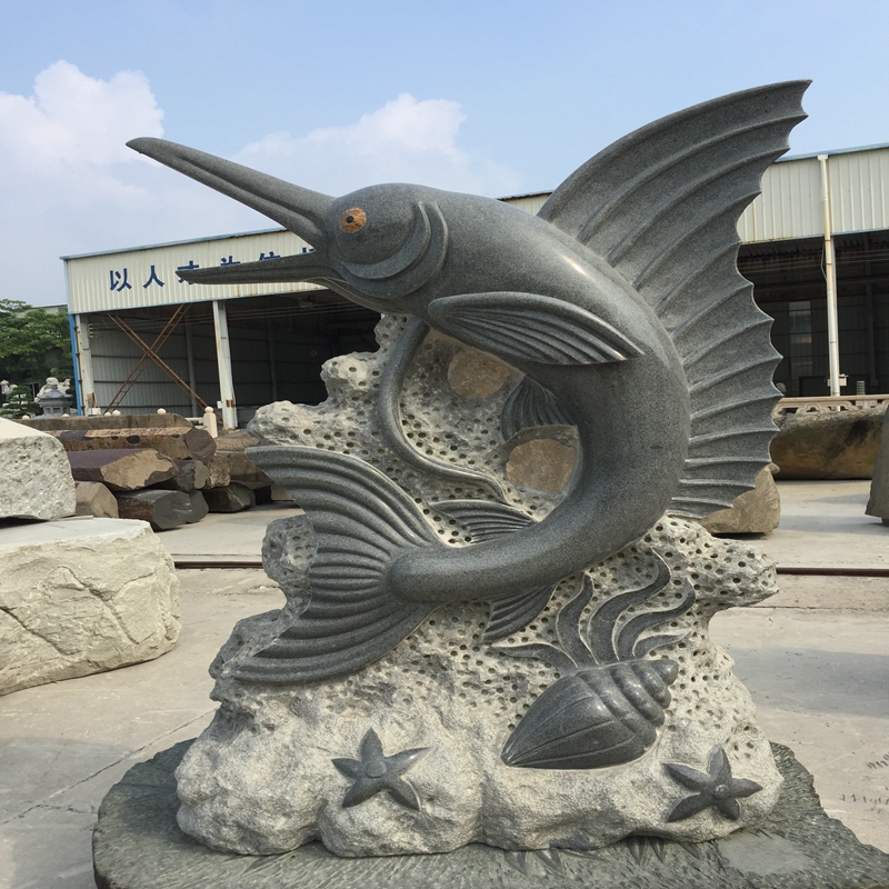 Storskala Dinosaur Dolphin Shark Stone udskæringer og skulpturer Naturligt rent håndværk Kunstværker