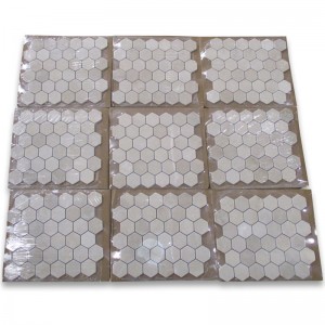 Crema marfil 2 tommer hexagon mosaikflise tumlede