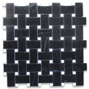 Nero marquina 1x3 sildebensmosaikflise poleret