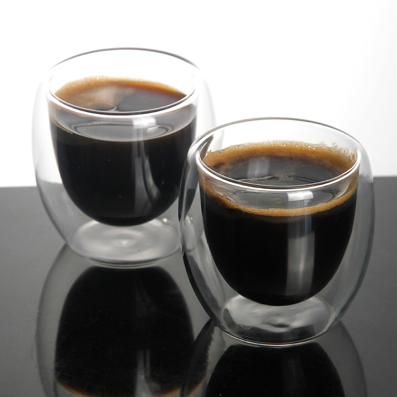 Brugerdefineret glasvarer Producent Engros håndlavet kaffekop Dobbeltvægglaskop