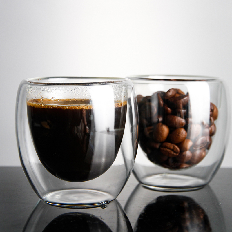 Brugerdefineret glasvarer Producent Engros håndlavet kaffekop Dobbeltvægglaskop