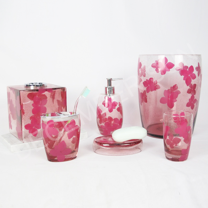 6 stk glas badeværelse tilbehør sæt