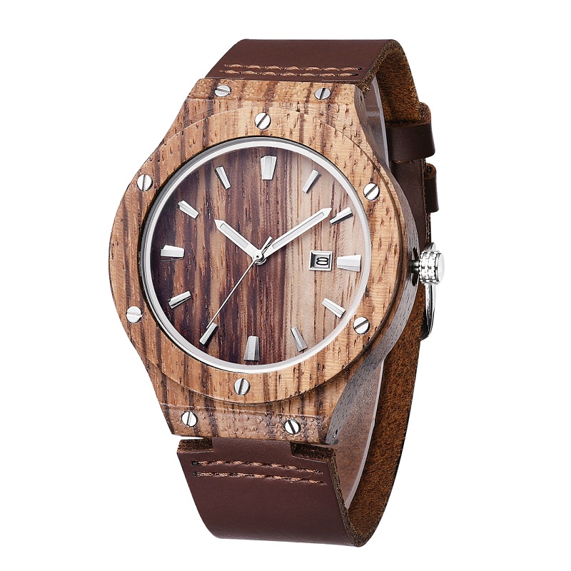 Mænds design ahorn træ ure med blødt læderbånd japansk bevægelse mandlige ur ur