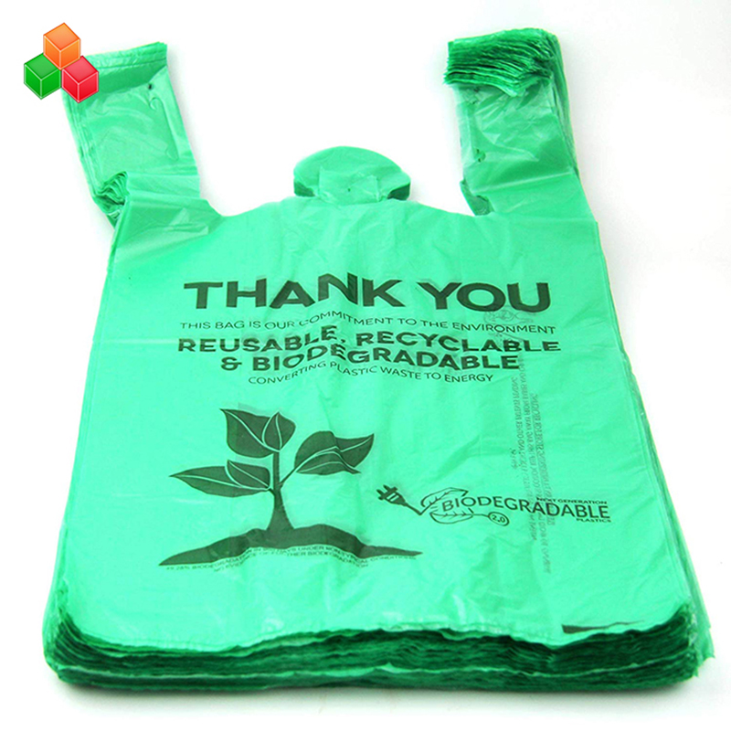 Ikke giftig 100% komposterbar bionedbrydelig pe + d2w plastpapirkurv-indkøbsposerulle