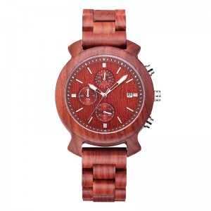 Elegant stilfuld rejsehånd herre sort sandal læderrem tilpasset træurbånd