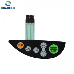 OEM høj kvalitet 6 præget knapmembran tastatur med stik