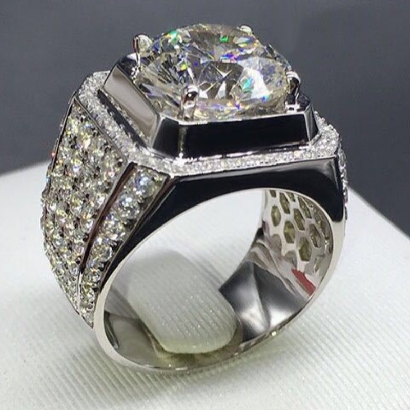 Mænd ringe cubic zirconia mænd forlovelsesringe 925 sterling sølv løftere til mænds bryllup ringe