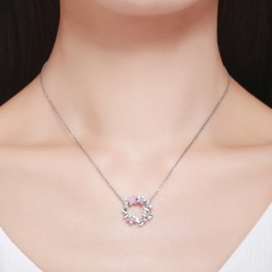 Blødt pink guld sommerfugl hjerte cubic zirconia 925 sterling sølv vedhæng