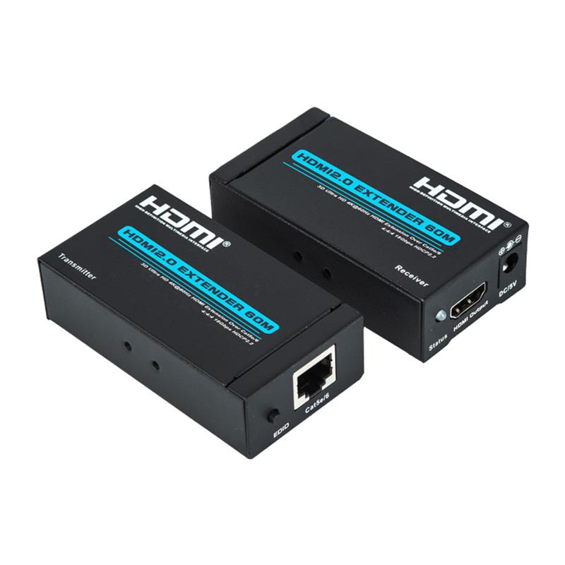 V2.0 HDMI extender 60 m Over enkelt cat5e / 6 kabel understøtter Ultra HD 4Kx2K @ 60Hz HDCP2.2
